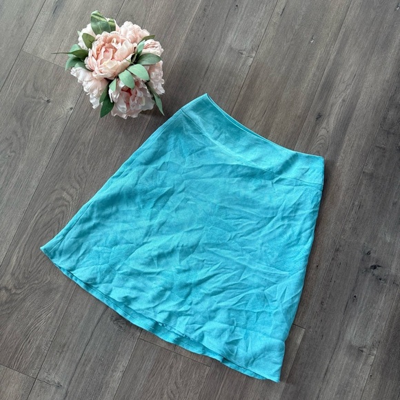 Vintage Amanda Smith Turquoise Floral Embossed Classic Skirt - Picture 1 of 4
